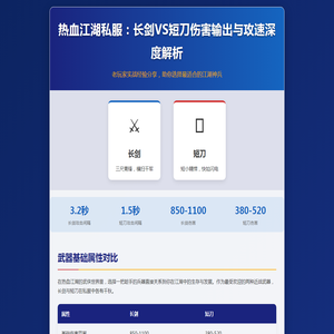 热血江湖私服武器对比：sf长剑VS短刀伤害输出与攻速差异分析
